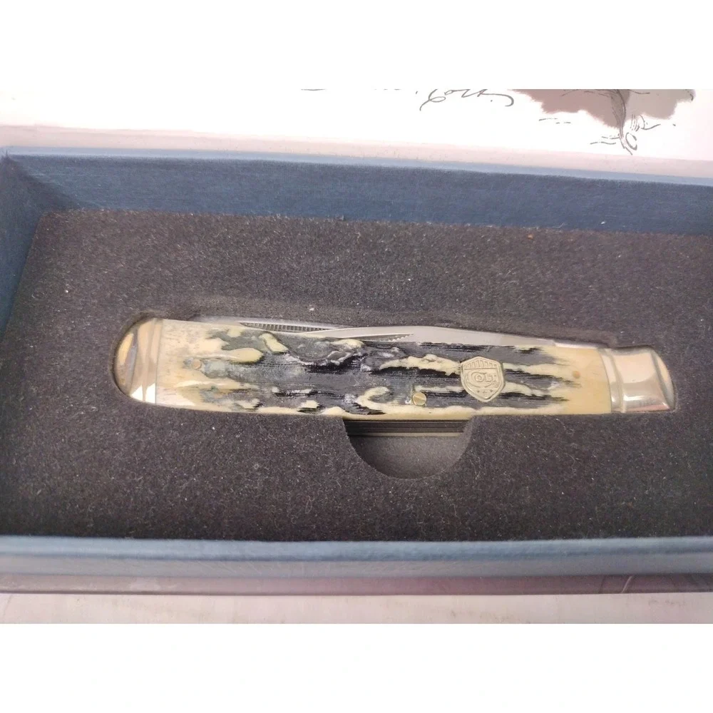 Colt 175th Anniversary CT246 Black Stag Series Knife W Bovine Bone Handle